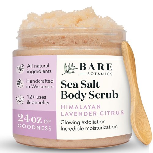 Bare Botanics Body Scrub - Himalayan Lavender Citrus Salt Scrub 24 oz | Naturally Scented & Cruelty-Free Exfoliator