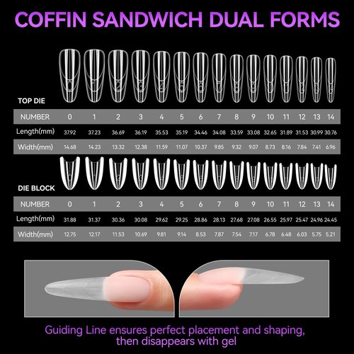 Salon-Perfect Sandwich Nail Forms at Home: Gelike EC Sandwich Dual Forms for Builder Gel - 2026 Nail Extension Mold No Gel Stacking - 240Pcs 15 Sizes for DIY Extensions Art - Almond Round