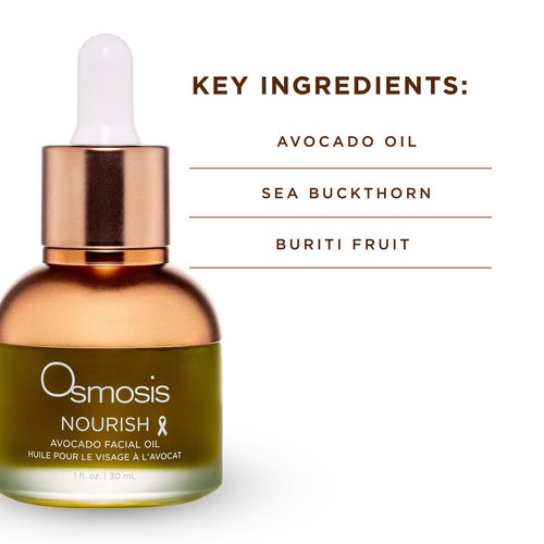 OSMOSIS NOURISH Organic Avocado Facial Oil, Cold Pressed, Aging, Pigmented, Sensitive, Dry, Irritated, Oily, Blemish-Prone Skin, 1 Fl Oz