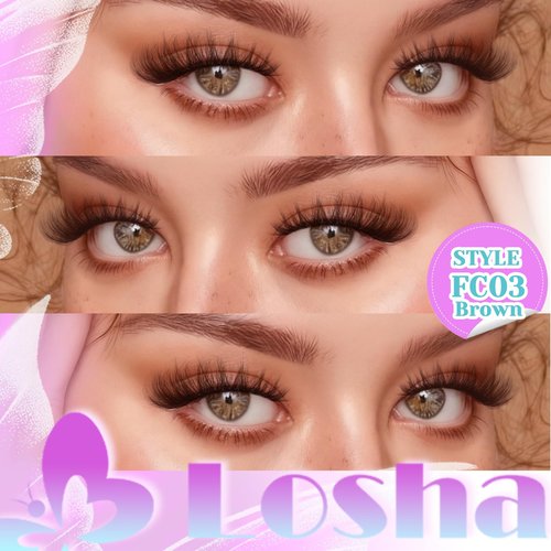 Losha Brown Lashes Volume False Eyelashes Fluffy Cat Eye Lashes 7 Pairs Crisscross Lashes Strips with Clear Band 8-18mm Thick Fake Eyelashes (FC03 Brown)