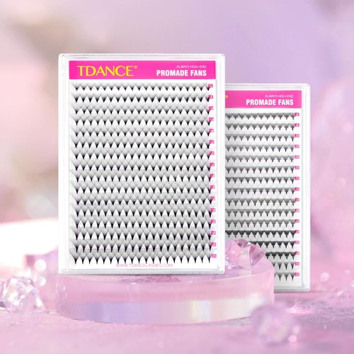 TDANCE Premade Eyelash Extensions 320 Fans - Heat Bonded Middle Stem Volume Lash Fans (320-10D-0.03-C-8-15mm)