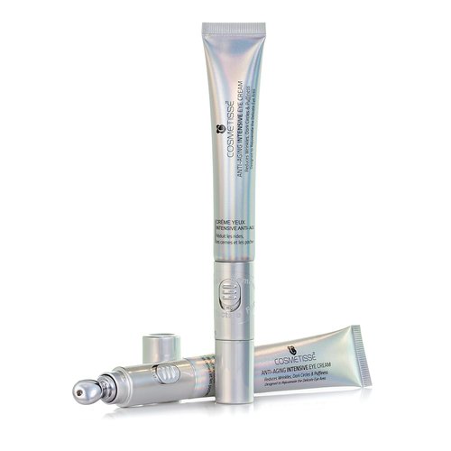 Cosmetisse Intensive Eye Cream - Vibrating Metal Applicator, Snail Filtrate & Shea Butter | Reduces Dark Circles & Puffiness (0.68oz/20ml)