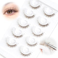 Self Adhesive Lashes False Eyelashes Natural Pre-glued Easy Lashes for Beginners No Glue Needed Press on Eyelashes Waterproof Wispy Strip Eyelashes by MERETON(12mm Brown）M863
