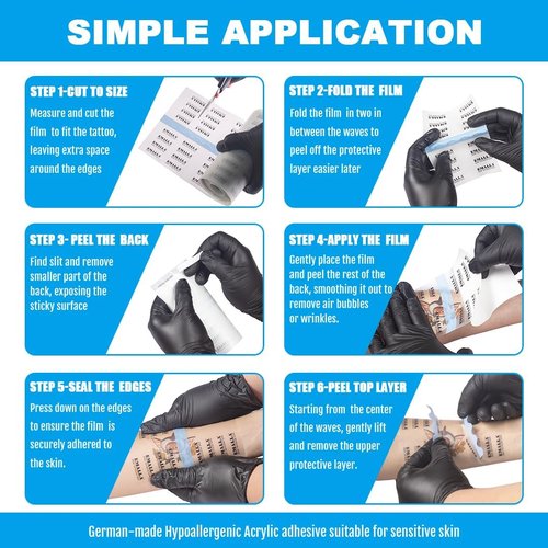 Emalla GRECE Tattoo Aftercare Bandage, Waterproof Second Skin Tattoo Cover Up Tape Patch 6" x 11 Yards Roll Flexible Aftercare Bandage for Healing Skin 0.01mm Protection Film