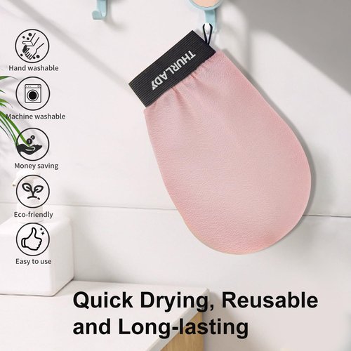 THURLADY Exfoliating Glove, Korean Exfoliating Mitt Body Scrubber Exfoliator, 3 Pack Viscose Fiber Bath Shower Scrub Gloves, Dead Skin Remover for Body, Smoother Skin and Self-Tan Removal & Prep