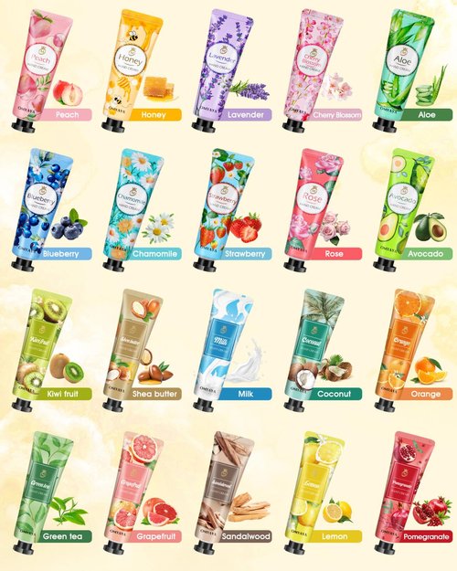 OFUN 40 Pack Hand Cream Gift Set for Women Mini Lotion Travel Size for Dry Cracked Hand Plant Fragrance Hand Care Moisturizing Cream for Christmas Mother's Day Valentine's Day (40 Pack)