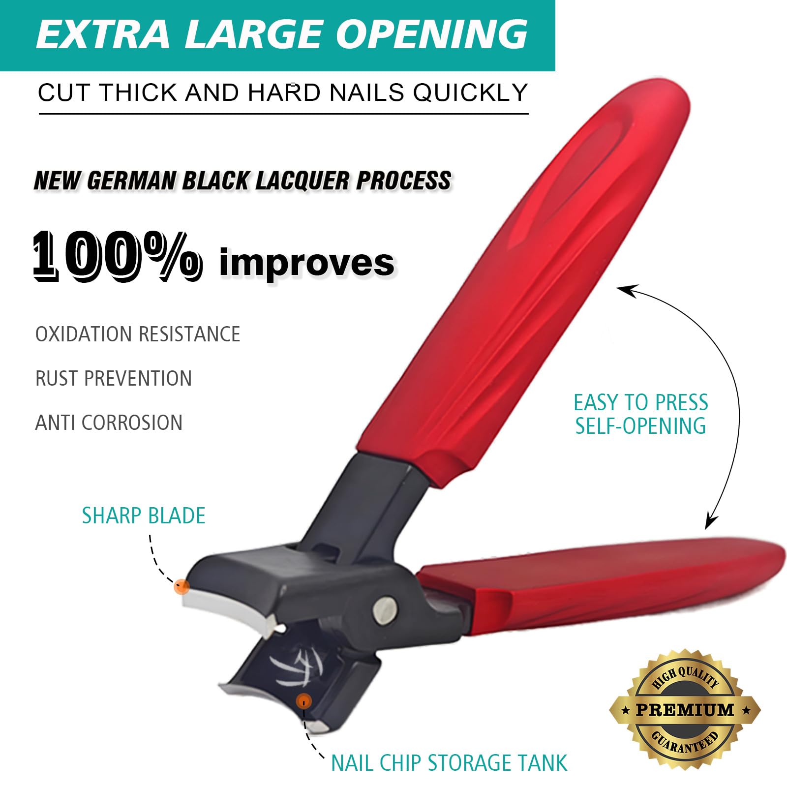 XIORRY Ingrown Toenail Clippers (Upgrade), Steel Nail Clippers for Professional Podiatrist, Unique Long Handle Curved Blade Tool for Thick & Ingrown Nails, Suitable for Men, Women and Elderly (red)