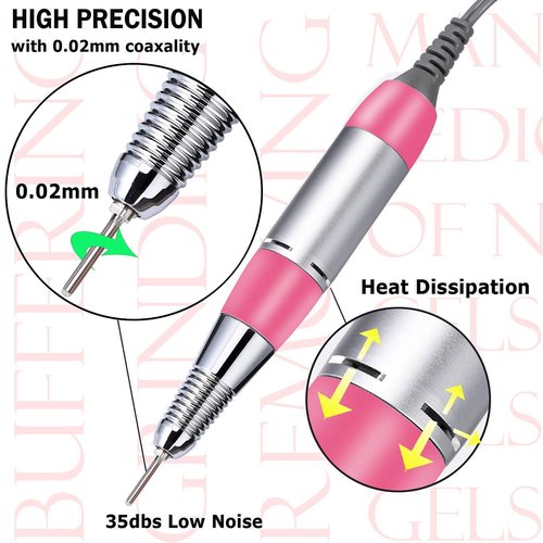 Véfaîî Upgraded Nail Drill Electric Nail File, JD700 Nail Drills for Acrylic Nails Professional 30000RPM Manicure Tools Acrylic Nail Drill for Nail Dip Kit Acrylic Powder Poly Nail Gel B-01