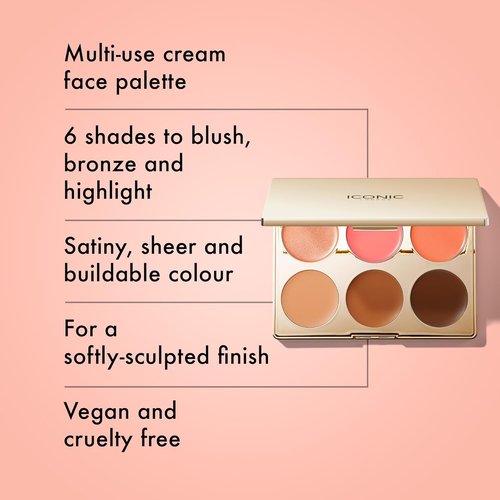 ICONIC LONDON Multi-Use Cream Blush Palette - Bronze & Highlight | Cruelty-Free, Vegan Makeup