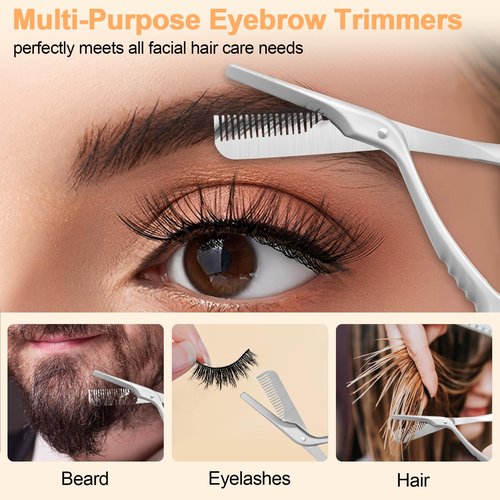 Diesisa Eyebrow Trimmer Scissors: Eyebrow Trimmer For Men with Comb - Eyebrow Scissors - with Double-headed Eyebrow Brush - Stainless Steel Beauty Tool for Women