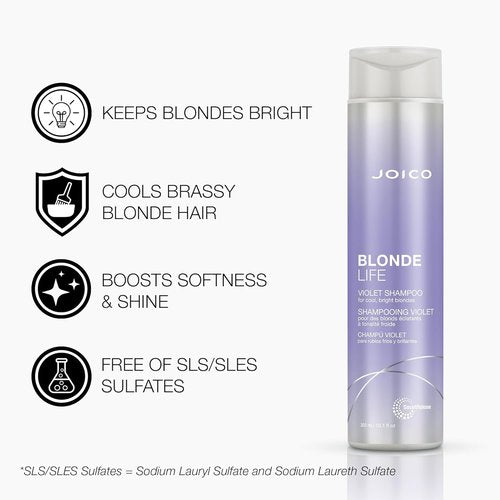 Joico Blonde Life Violet Shampoo & Conditioner Set - Neutralize Brassy Tones & Boost Shine | Sulfate-Free Formula