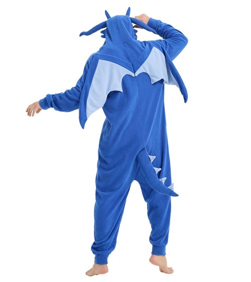 Focupaja Dragon Onesie Adults Animal Cosplay Halloween Pajamas Costumes Jumpsuit One Piece Sleepwear Blue Dragon Black Line XL