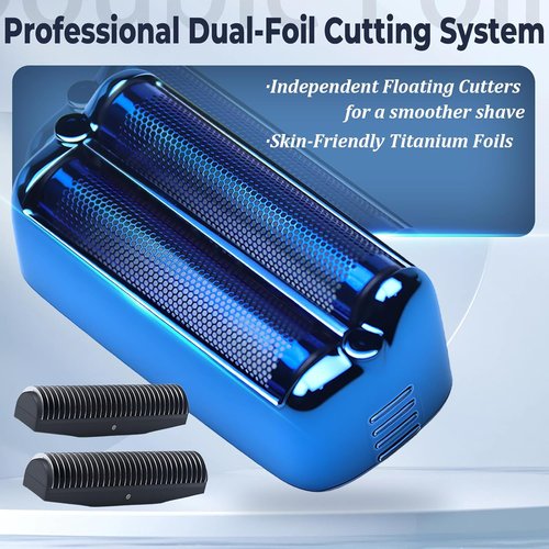 BaBylissPRO Replacement Shaver Foil & Cutter Heads - 2-Pack for FXONE BlackFX Shaver | Double Foil (Blue)