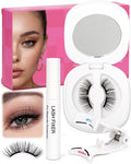 Natural Look Magnetic Eyelashes Kit - 2 Pairs Reusable Double Sided Magnetic Lashes With Applicator and Mirror, Easy To Wear And Remove, No Glue Needed Strip Lashes, Black Faux Cils by EMEDA (#29)