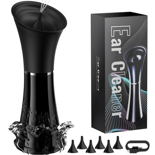 Ear Wax Removal - Electric Ear Cleaner with IPX7, Water Powered Ear Cleaning Tool with Irrigation Flusher, 6 Tips, 4 Pressure Settings - Safe & Effective for Ear Wax Cleaning Gifts for Women Men