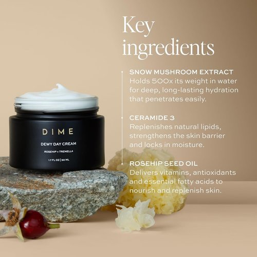 DIME Beauty Dewy Day Cream - Hydrating Anti-Aging Face Moisturizer with Rosehip Oil | 1.7 oz / 50 ml