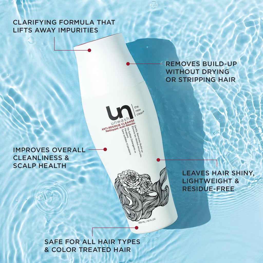Unwash Anti Residue Hair Cleanse - Gentle pH Balanced Daily Conditioning Wash, 10 Fl Oz (White)