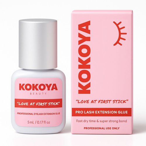 KOKOYA Beauty Eyelash Extension Glue 5mL/0.17 fl oz – Salon Pro Lash Glue for Eyelash Extensions | Super Strong Hold Eyelash Adhesive | Long Lasting Up to 8 Weeks, 0.5-1 Second Fast Drying, Black