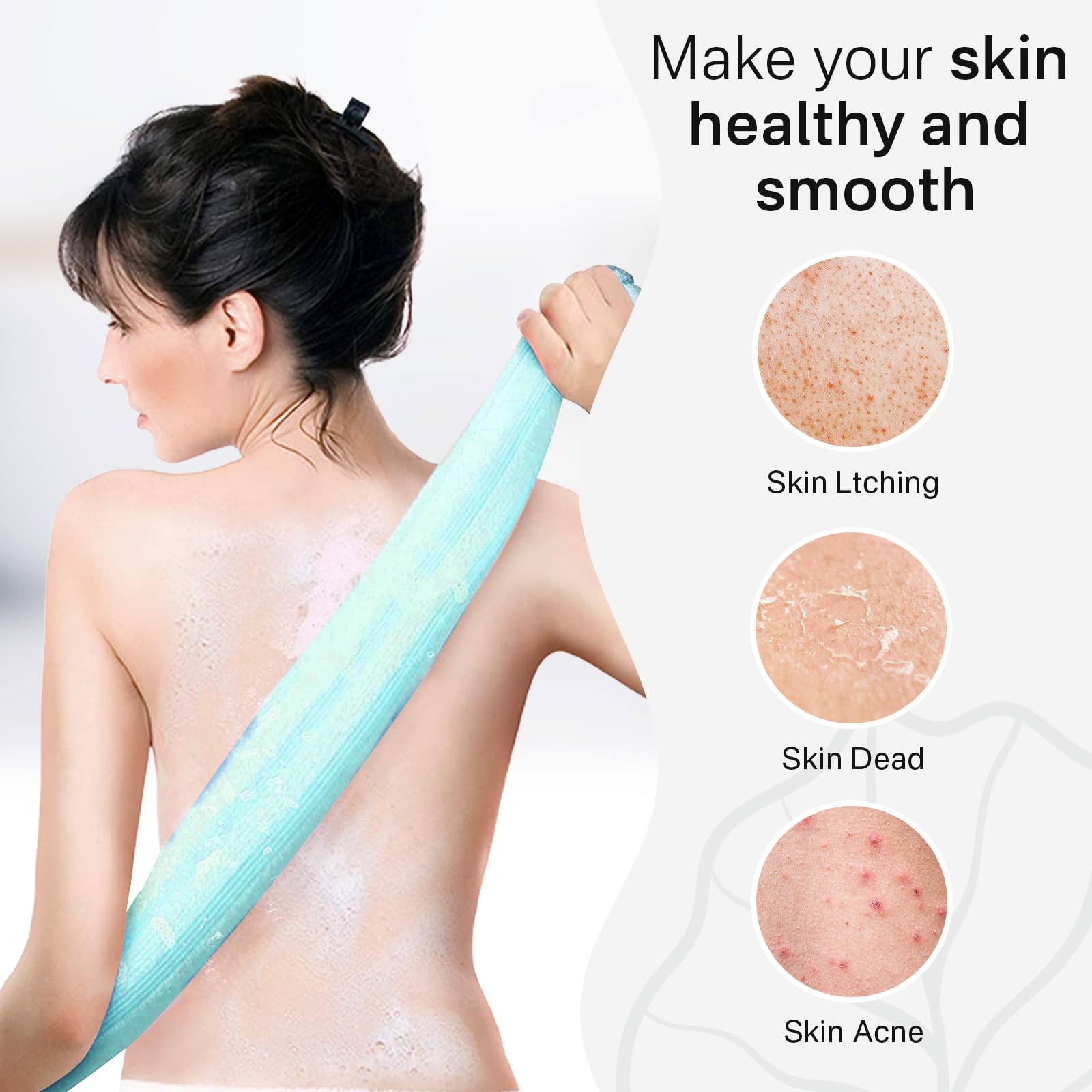Yiclick 2pcs Back Scrubber for Shower Bath ，Exfoliating Body Scrubber, Body Exfoliator Loofah Luffa Sponge Net Rag Back Washer