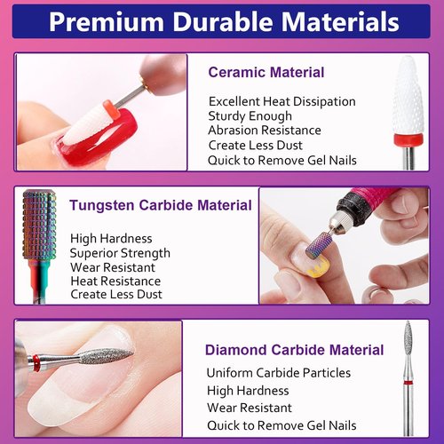 30Pcs Nail Drill Bits Set with Cute Nail Drill Bits Holder Case Nail Drill Bits for Acrylic Nails Professional Ceramic Drill Bit Diamond Carbide Cuticle Remover Efile Bits 3/32 Inch