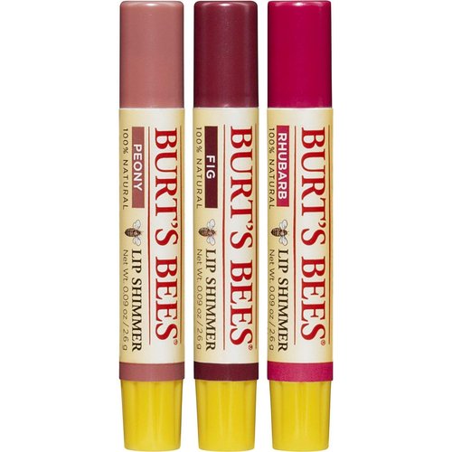 Burt's Bees Kissable Color Holiday Gift Set - 3 Lip Shimmers in Peony, Fig & Rhubarb