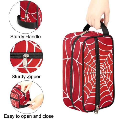 LLCXCSI Travel Toiletry Bag for Boys Kids, Red Spider Web Waterproof Hanging Dopp Kit for Men, Shaving Bag with Large Capacity for Travel, Sports, Shower