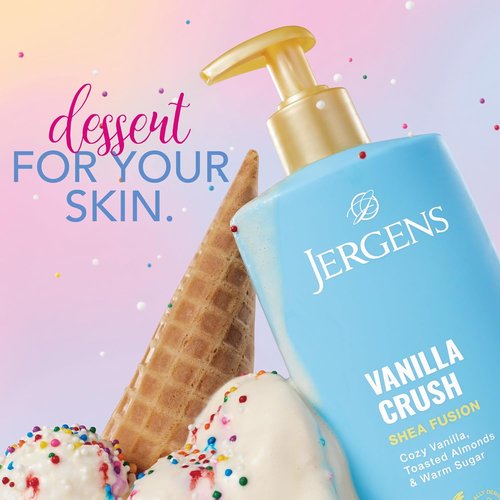 Jergens Shea Fusion Body Lotion - Moisturizing Vanilla Crush with Shea Butter & Vitamin E | 14 Fl Oz