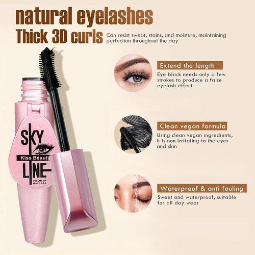 Skiennix Black Natural Eye Makeup Mascara - Defines Lashes, Cruelty-Free & Vegan, 1 Count