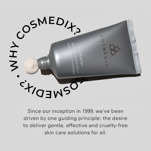 COSMEDIX Hydrate Plus Sunscreen - Broad Spectrum SPF 17 Moisturizing Face & Body Sunblock for Radiant Skin - 60 g / 2 oz