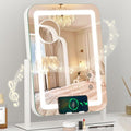 Dripex 5-in-1 Lighted Vanity Mirror with Bluetooth Speaker & Wireless Charging, 15"x12" LED Makeup Mirror with Lights 3 Colors Dimmable, Phone Holder Touch Keys 10X Magnification