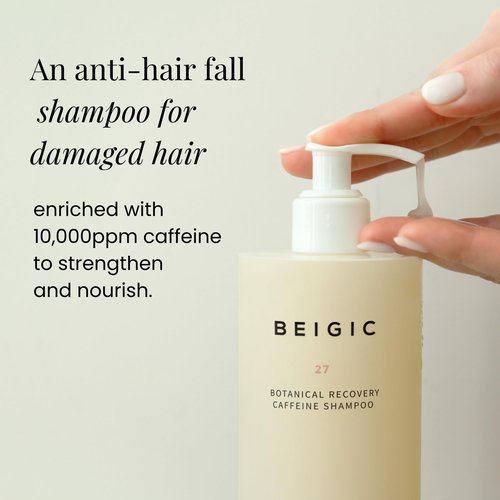 BEIGIC Botanical Recovery Caffeine Shampoo - Vegan Moisturizing Hair Growth Shampoo with Biotin & Argan Oil to Repair Weak & Damaged Hair - Sulfate-Free (10.14 fl oz)