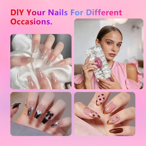 BETE Medium Almond Clear Acrylic Nail Tips–224Pcs 16 Sizes with Half Sizes, Tipex Instant Apex Full Cover False Nails, Pre-Shaped Strong Thick Press On Nails for Home & DIY Manicure