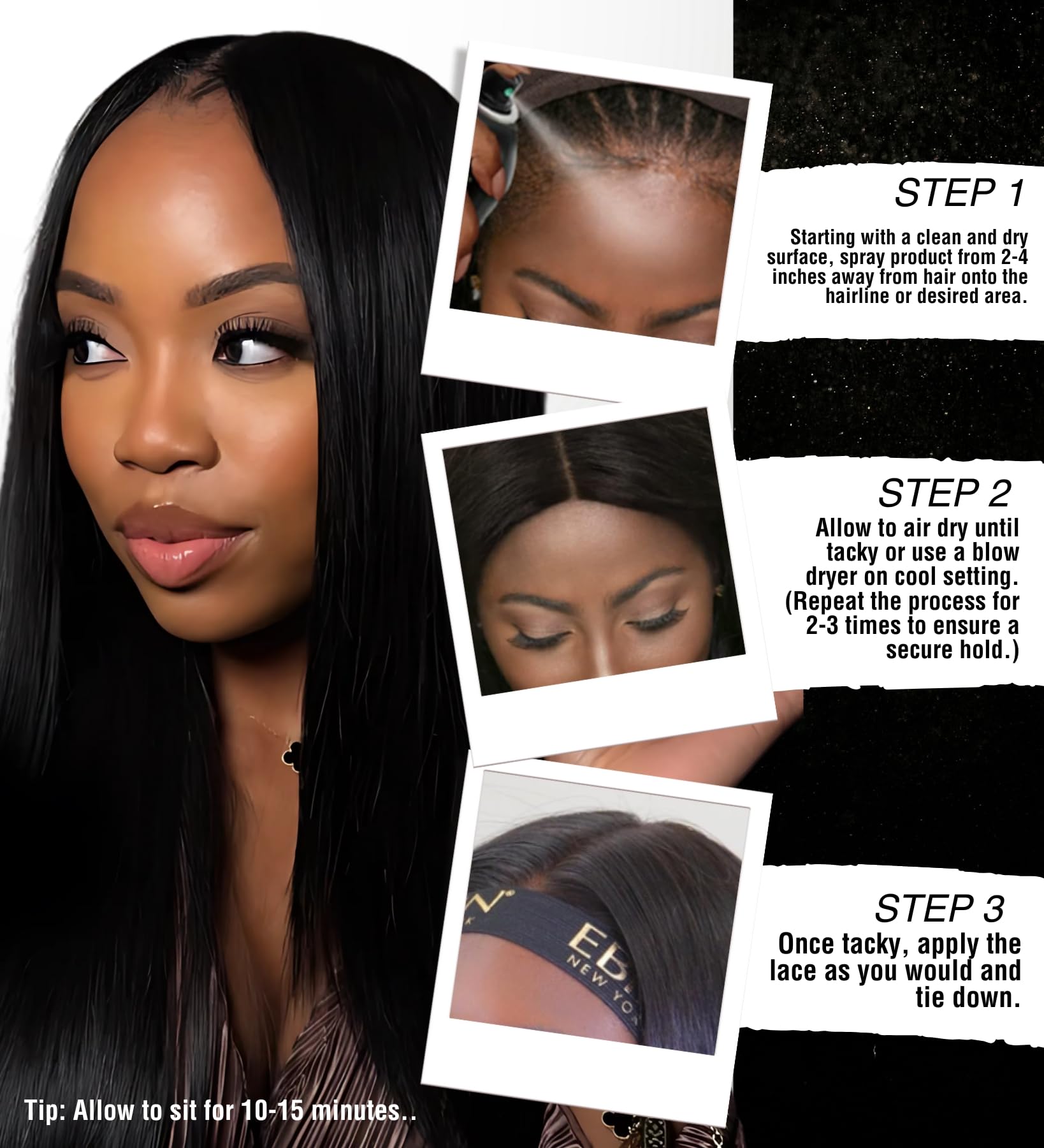 Wig Glue for Front Lace Wig Adhesive Spray – Supreme Hold 14.2 Each by EBIN NEW YORK — Sweat-Resistant, Quick-Dry Formula for Lace Front Wigs — Gift Set (2 Pack)