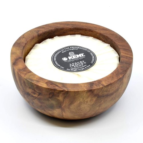 Kent SB6 Men's Shaving Soap Bowl - Dark Oak Wooden Shaving Cream, 4.23 oz | Moisturizes & Prevents Irritation