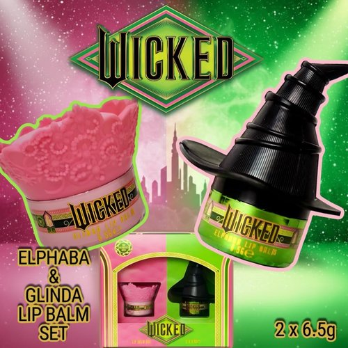 Official Wicked Lip Balm Duo | Two Character Shaped Lip Care Tins | Glinda the Good & Elphaba