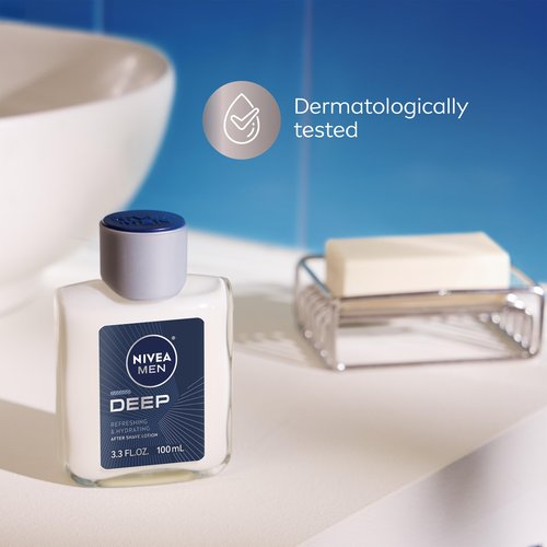 NIVEA MEN Deep Refreshing and Hydrating After Shave Lotion, Aftershave Lotion for Men Soothes Shave Irritation, 3.3 Fl Oz Bottle, Pack of 3
