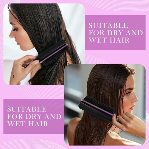 Patelai Cushion Nylon Hair Brush - 9-Row & 5-Row Detangling Comb for Natural Hair | Travel-Friendly, Black Purple