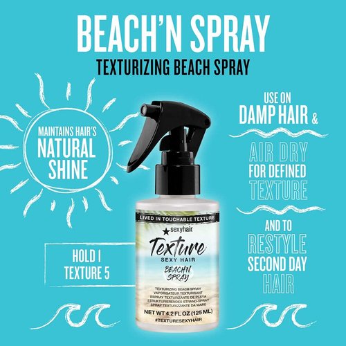 SexyHair Texture Beach'n Spray - Texturizing Beach Spray for Natural Shine | 4.2 Oz | Humidity Resistant