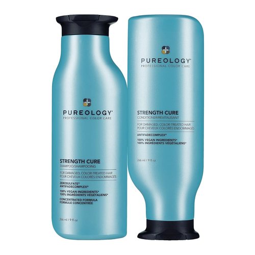 Pureology Strength Cure Shampoo & Conditioner Set - Strengthens Damaged Color-Treated Hair, Sulfate-Free & Vegan
