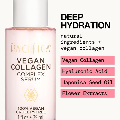 Pacifica Vegan Collagen Complex Face Serum - Hydrating Anti-Aging Formula with Hyaluronic Acid for Plumping & Firming