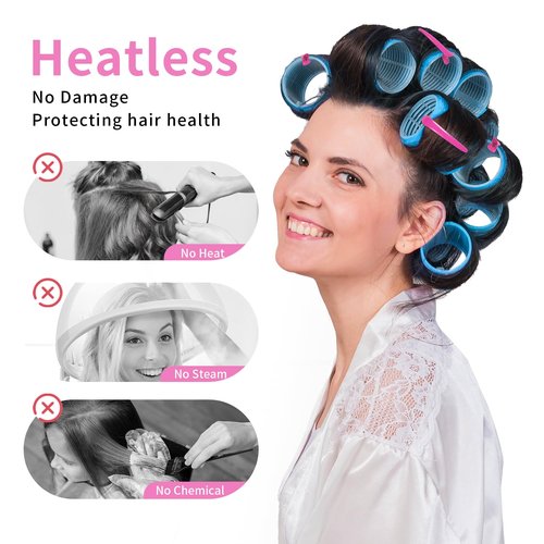 Skiennix Hair Rollers Set - 50PCS Volume Curlers with 12 Clips & 2 Combs | Ideal for Short to Long Hair