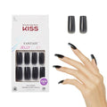 KISS Gel Fantasy Press On Nails, Nail glue included, 'Jelly Gelée', Black, Long Size, Square Shape, Includes 28 Nails, 2g glue, 1 Manicure Stick, 1 Mini File