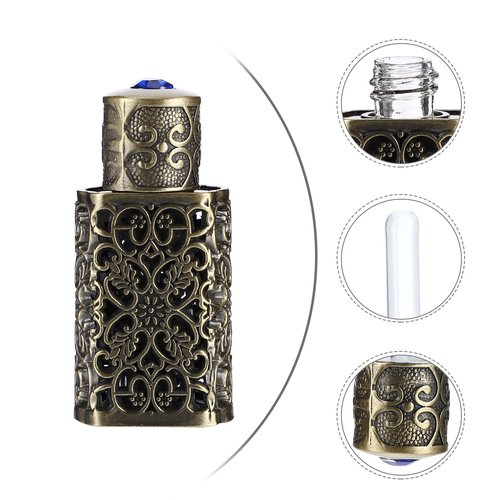 Beavorty 3Ml Hollow Engraved Metal Perfume Oil Bottle Refillable Atomizer Spray Bottle for Travel and Essential Oil Storage