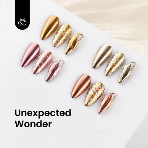 Beetles Metallic Chrome Nail Powder Mirror Effect Gold Champagne Chrome Powder 4 colors Brown Nails Art Design Manicure Decoration Glitter, 0.5g/Jar Holiday Gift for Women Girls