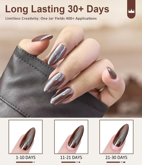 BISHENGYF Mermaid Pearl Chrome Nail Powder: 8 Colors Mirror Effec Chocolate/Coffee/Copper Chrome Nail powder，Magic Mermaid Pink Chrome Nail Powder Pigment for Nail Art Design Home DIY（Purple/Green）