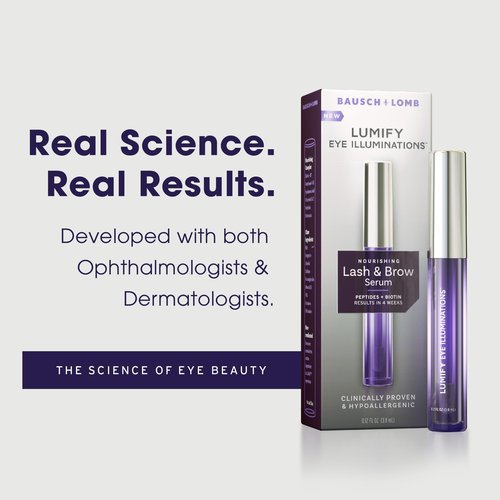 LUMIFY Eye Illuminations Lash & Brow Serum, Promotes Thicker, Fuller-Looking Lashes & Brows with Biotin, Peptides & Hyaluronic Acid to Nourish, Soften & Condition, 0.12 Fl Oz (3.8 mL)