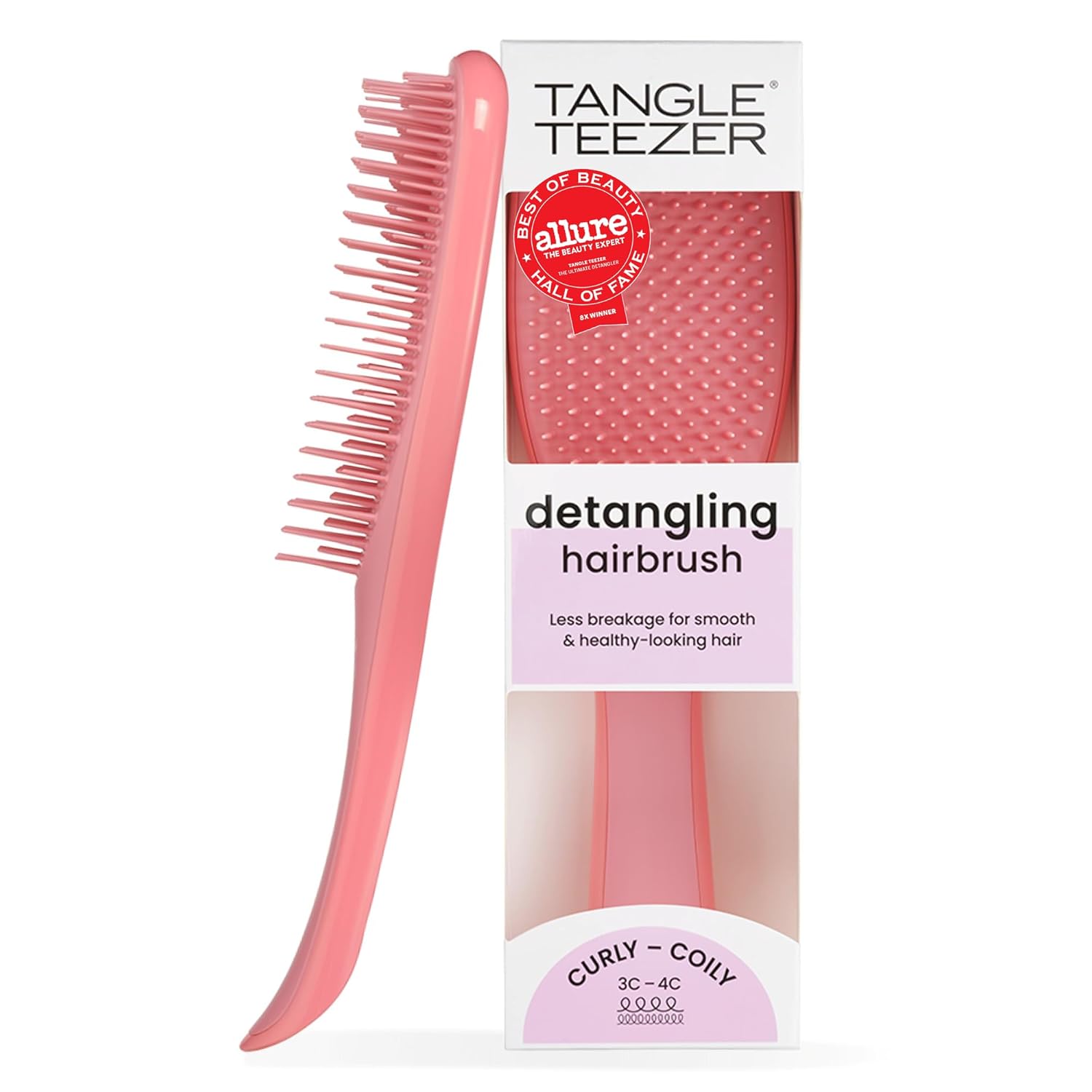 Tangle Teezer Ultimate Detangler Brush - Reduces Frizz & Breakage for Curly Hair | Coral Pink