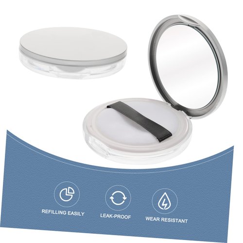 Beaupretty Powder Compact Container Plastic Empty Makeup Loose Powder Case with Puff and Elasticated Net Sifter Vintage Mirror, 2PCS