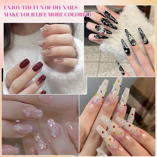12 Boxes Nail Gems and Charms, Gold Charms for Nails Rhinestones Kit with 30 Sheets Nail Art Stickers Crystals Flatback Pearls Nail Decals Fruit Nail Charms Pearls for Nails Design DIY Accessories