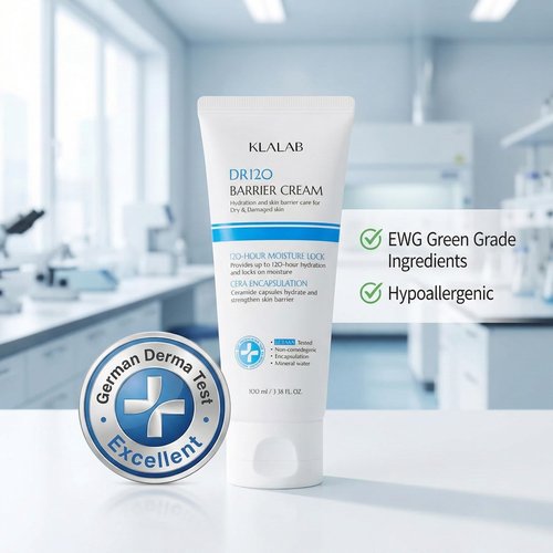 KLALAB DR120 Barrier Cream – 120-Hour Moisture Retention with 5-Ceramide Complex & Hyaluronic Acid – Fragrance-Free Intensive Gel-Cream for Face & Body – Non-Comedogenic & Hypoallergenic (3.4 fl oz)